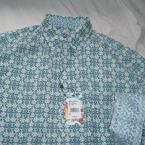 ROBERT GRAHAM Teal Geometric Floral Long Sleeve Shirt Size L Brand NEW w/ Tags